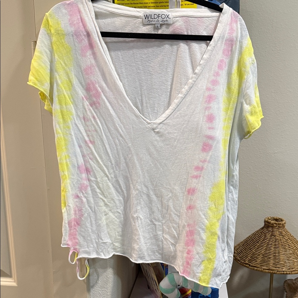Wildfox Deep V Tie Dye T-Shirt